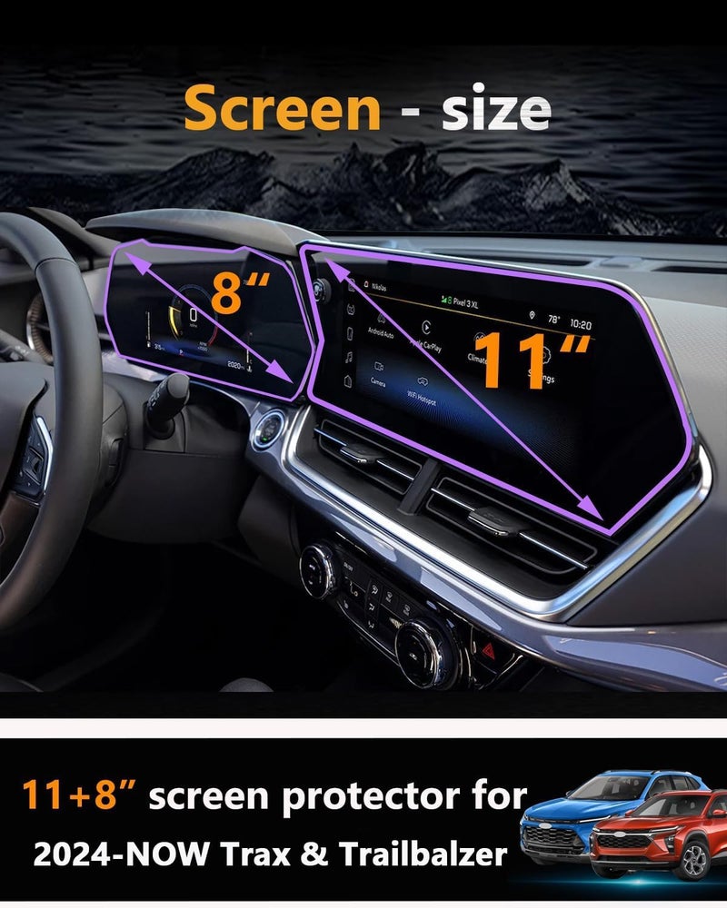 VIAROOM 2 Pack Screen Protector For Chevrolet Trax & Trailblazer 2024-2026 ,11" Infotainment + 8" Gauge Tempered Glass Film For Chevy 2RS ACTIV 2026 2025 2024 Accessories - Image 2